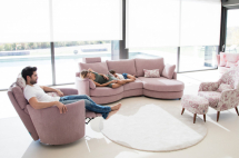 Fama Canapé Afrika - Tissus Fama-canapé-Modulaire-Arrondi-Afrika-Tissus-Rose-Club 67-05