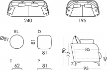 Fama canapé Nadine Fama-canapé-Nadine- Dimensions-Croquis
